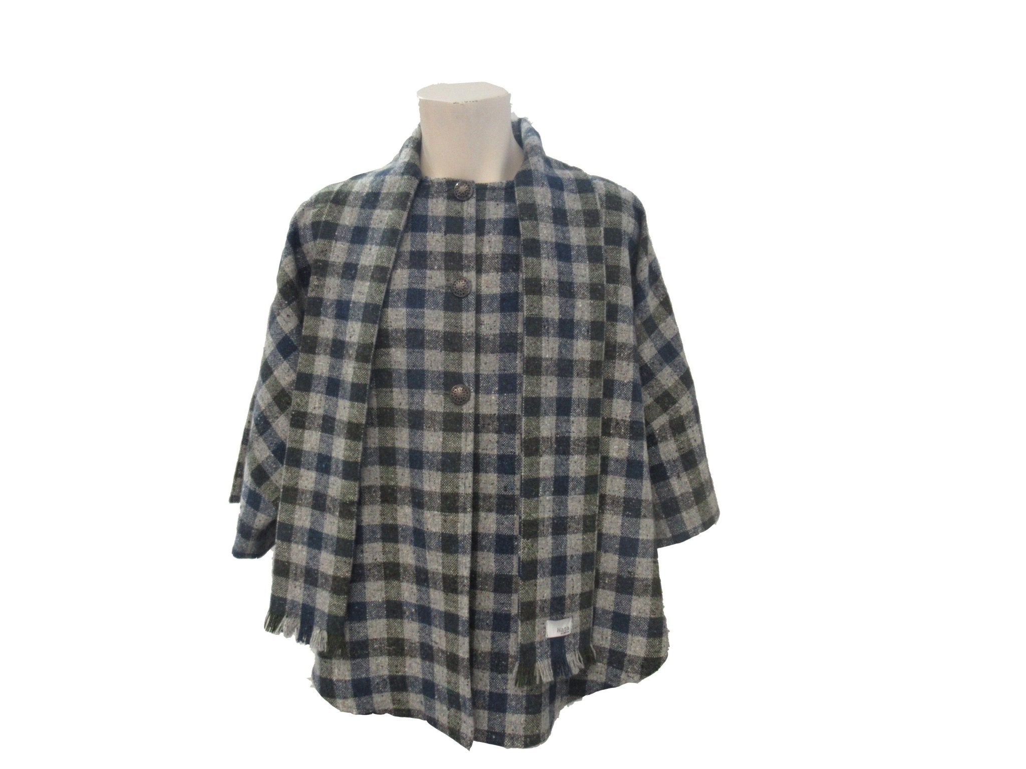 Donegal Tweed cape handcrafted in Ireland using Signature Check tweed