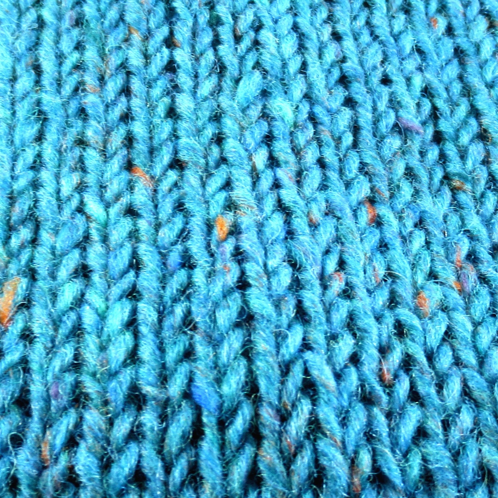 Donegal Roll Neck Fisherman sweater (Kingfisher) - Tweed