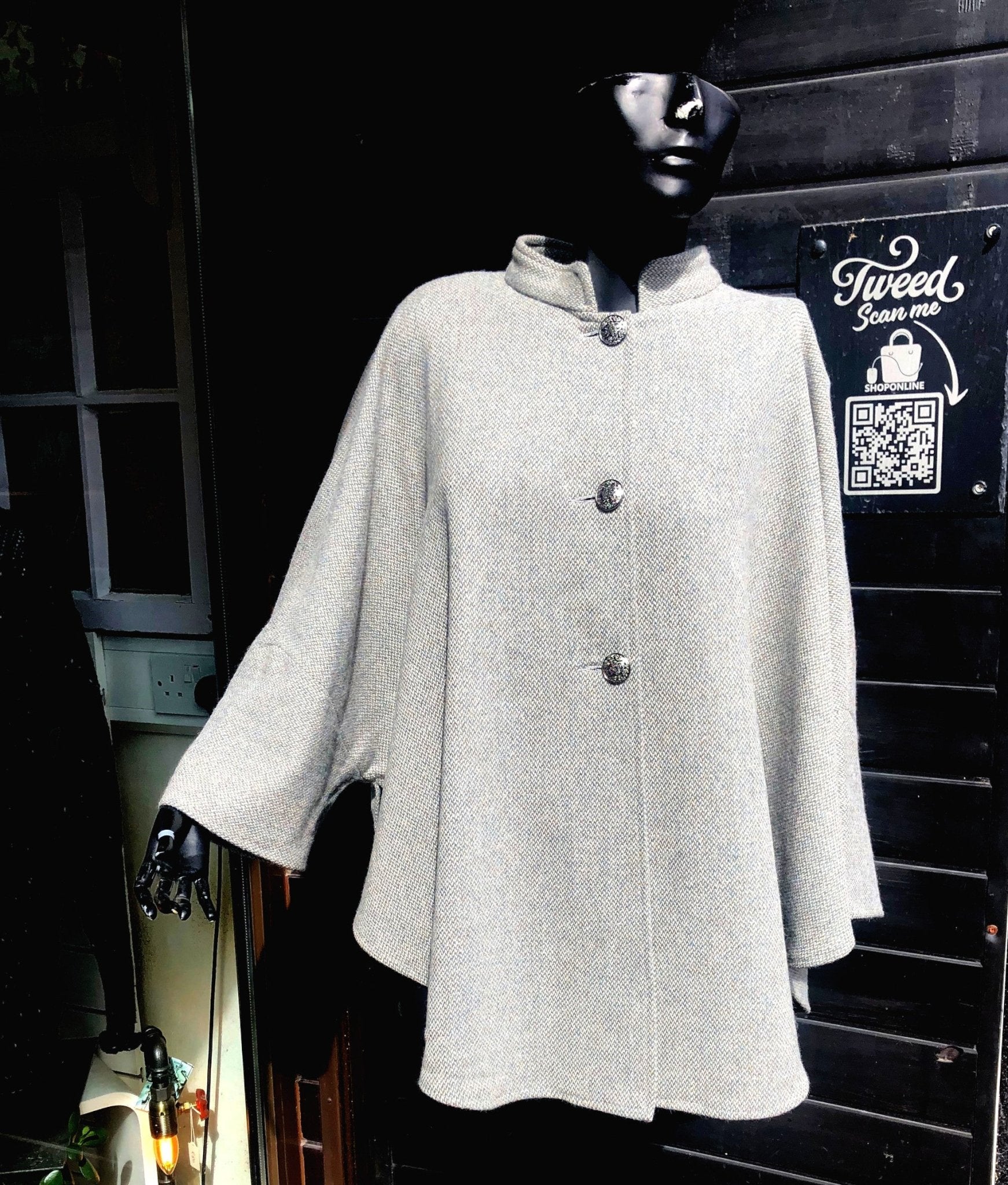 Donegal Tweed Collared Cape | Stormy Seas - Tweed