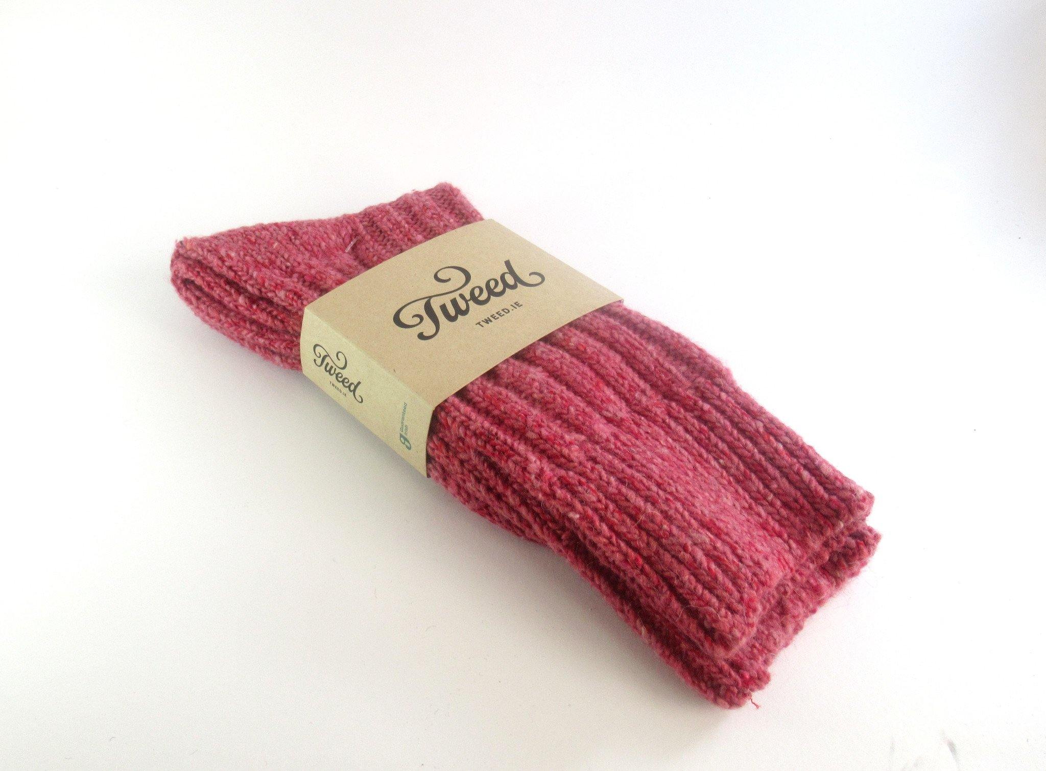 Donegal Wool Socks - Pink - Tweed