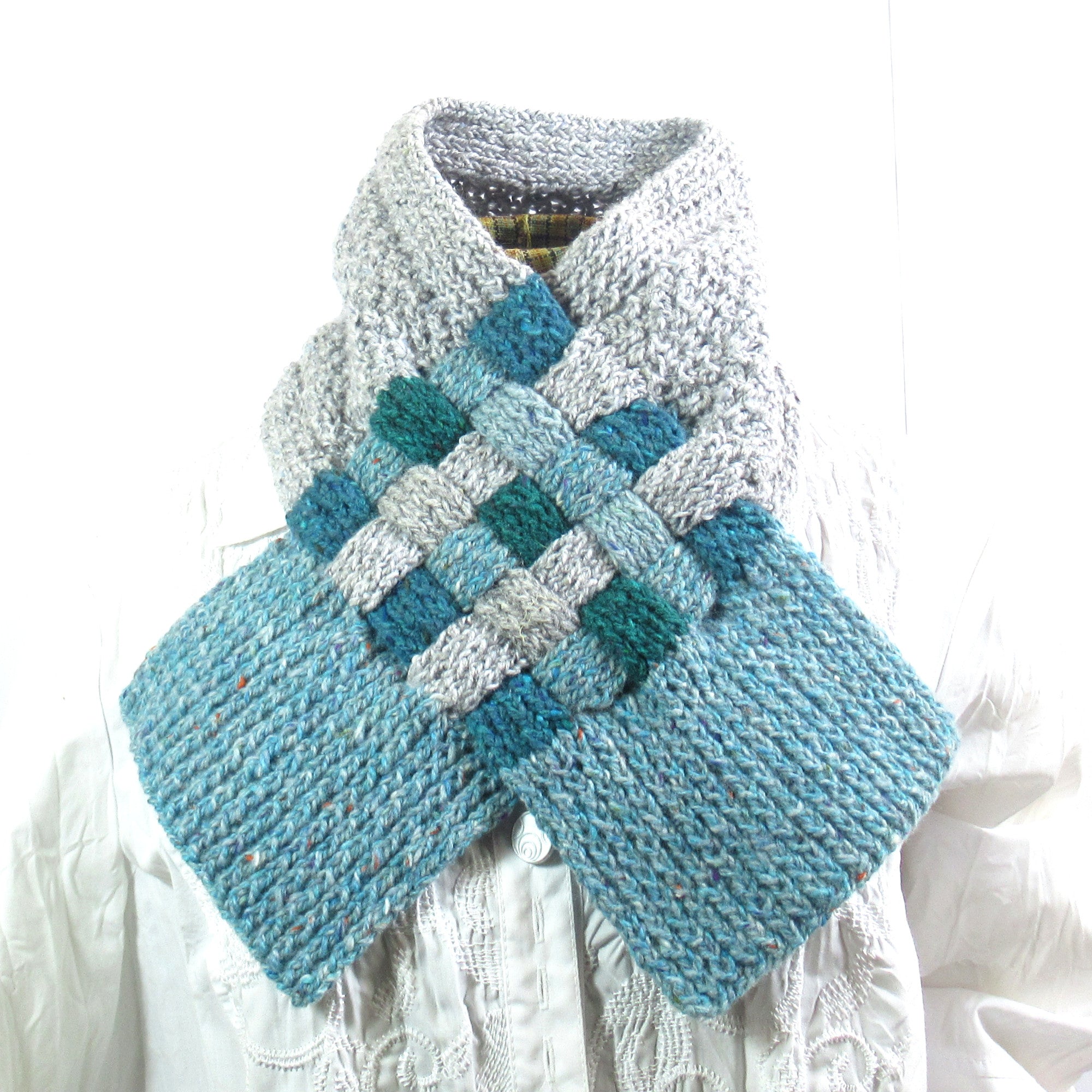 Hand Knitted Neck Scarf - Tweed