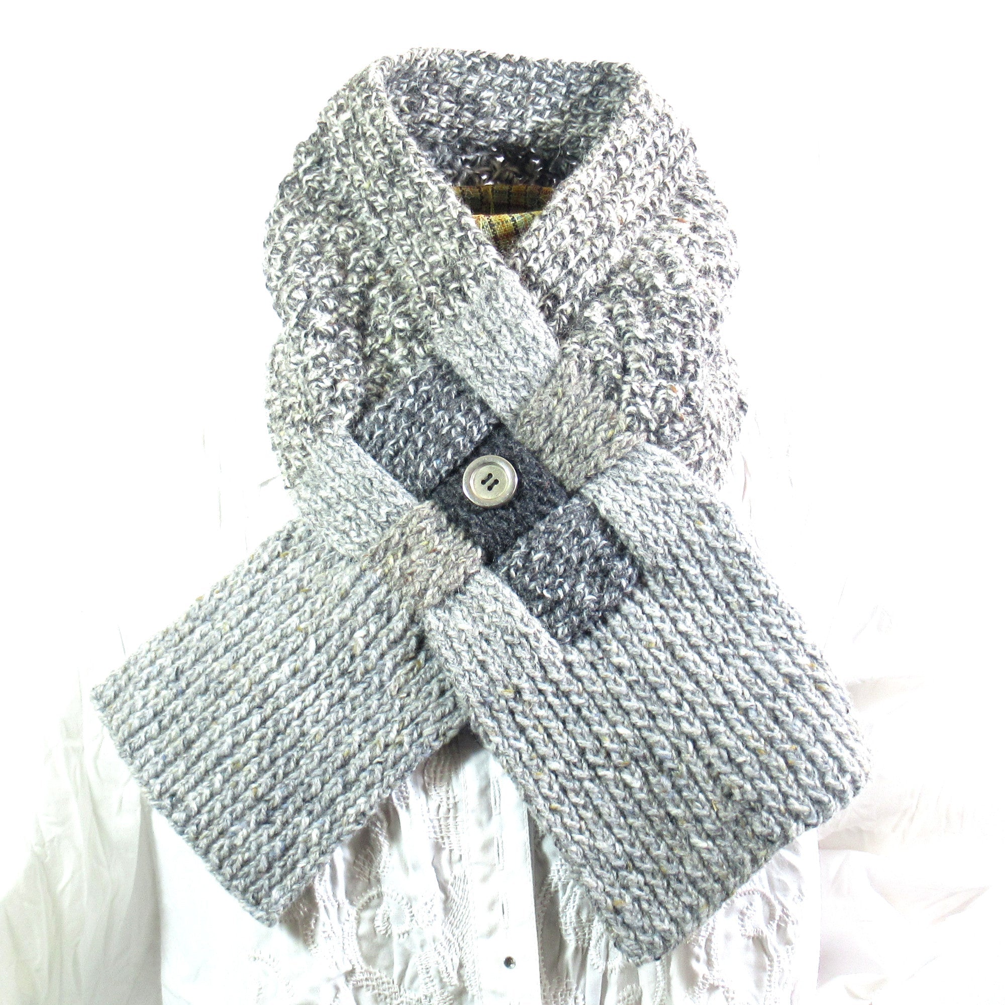 Hand Knitted Neck Scarf - Tweed