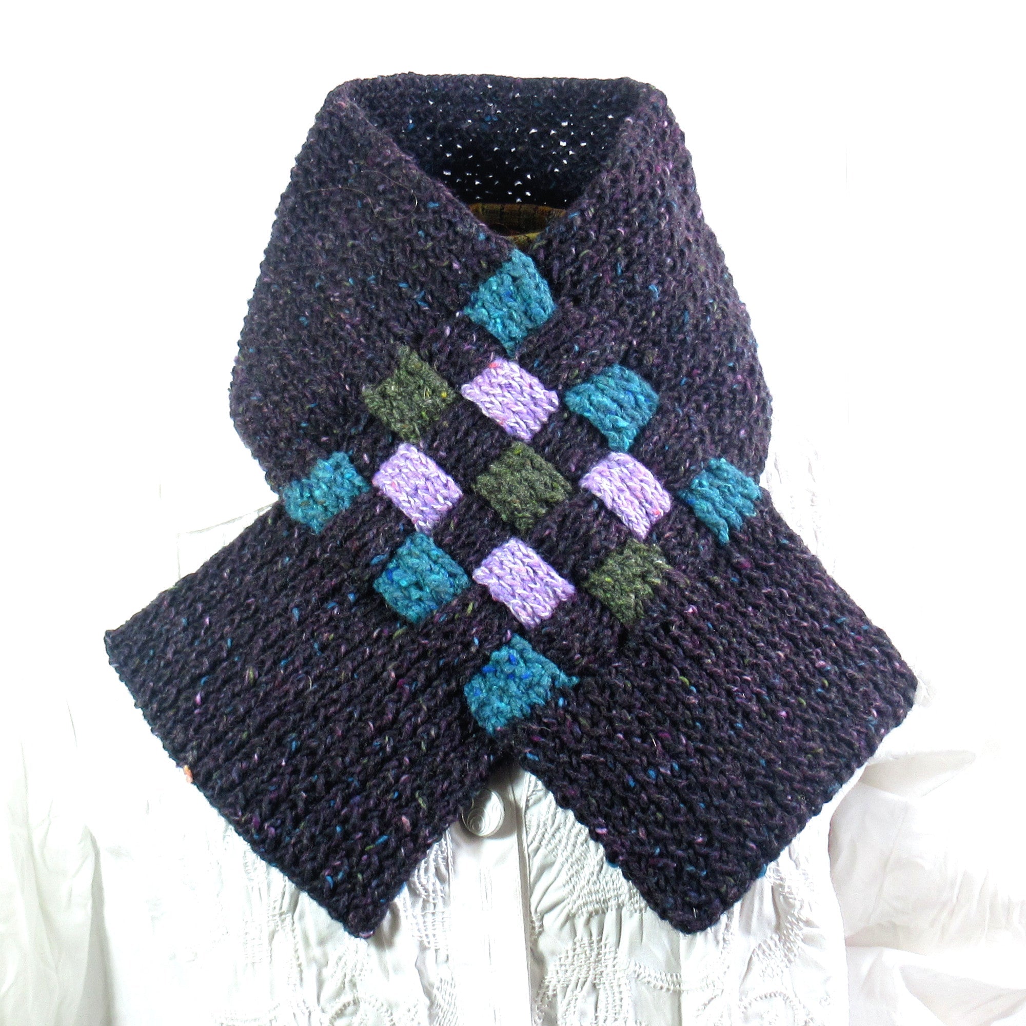 Hand Knitted Neck Scarf - Tweed