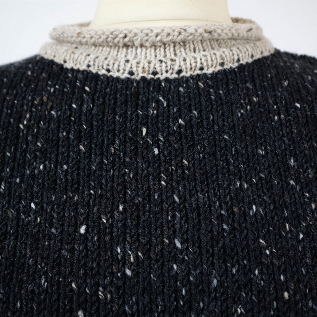 Hand Loomed Roll Neck Fisherman Sweater (Pint Of Plain) - Tweed