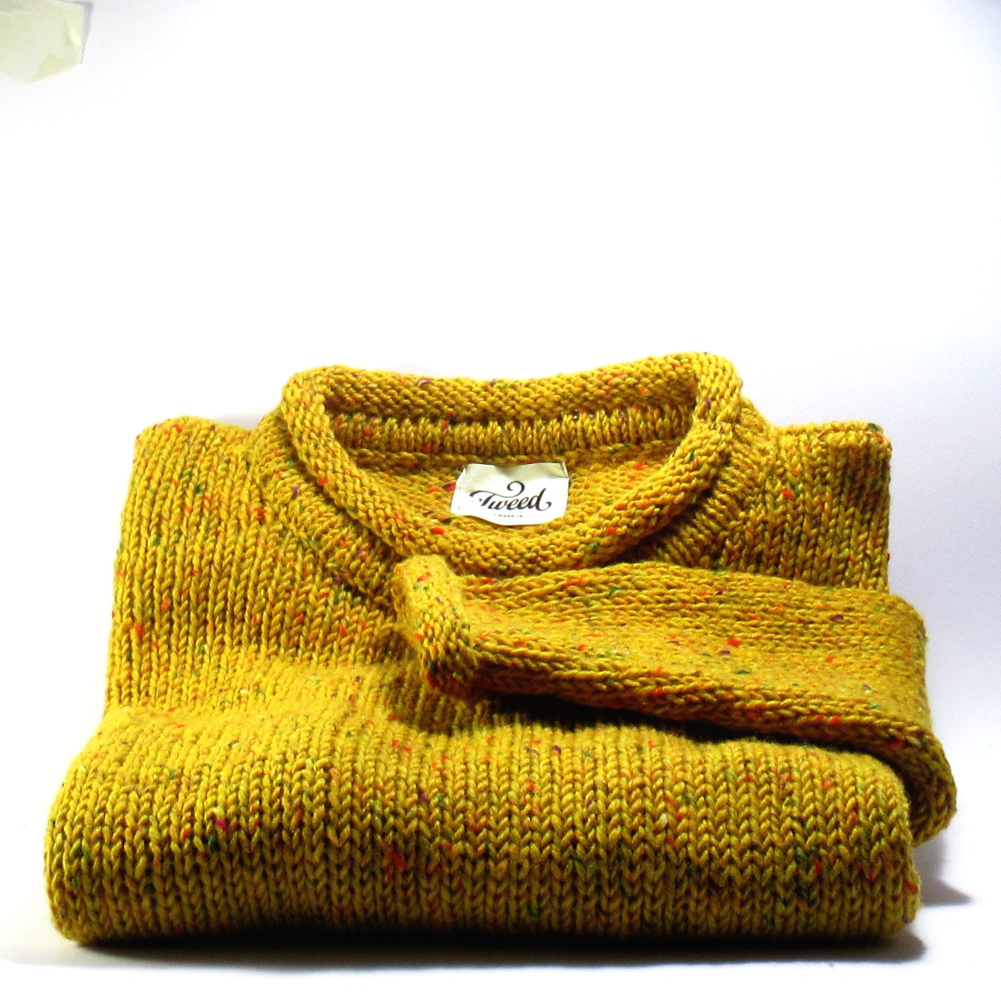 Hand Loomed Roll Neck Sweater | Gorse - Tweed
