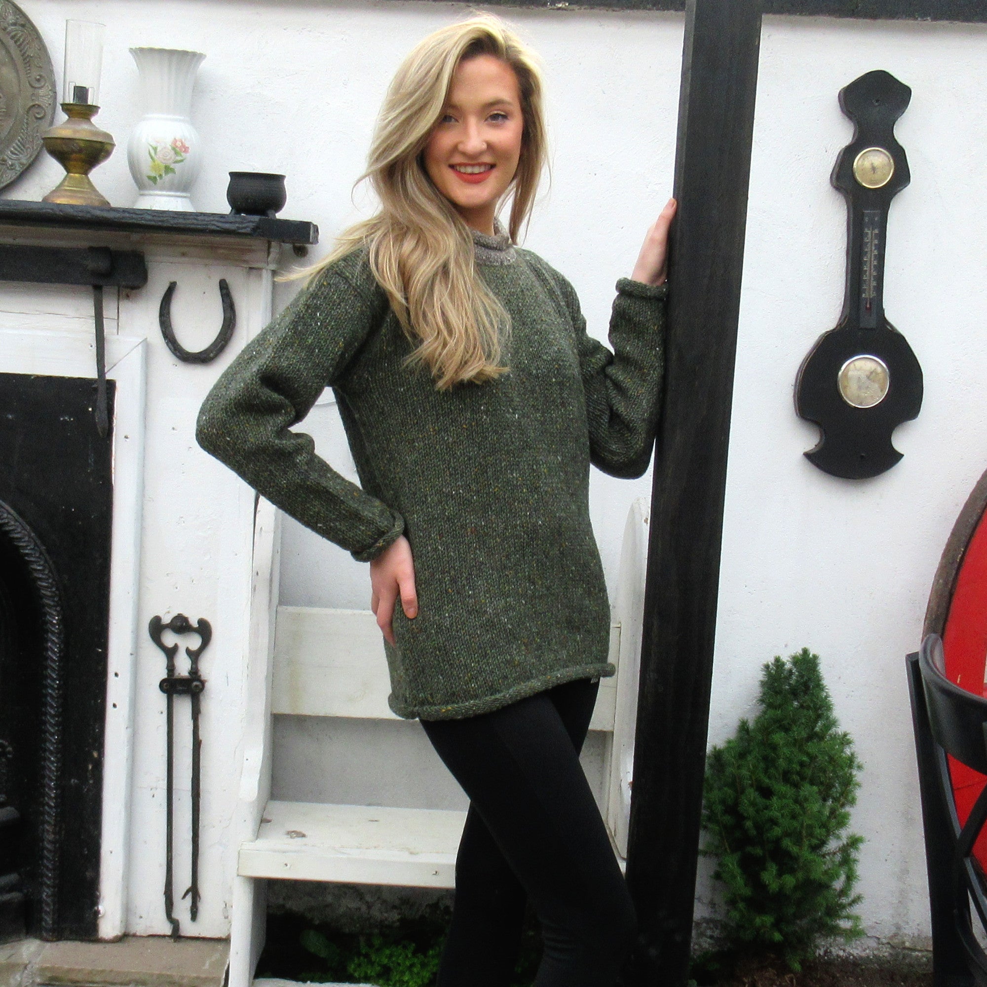 Hand Loomed Roll Neck Sweater ( Lough Balshard) - Tweed