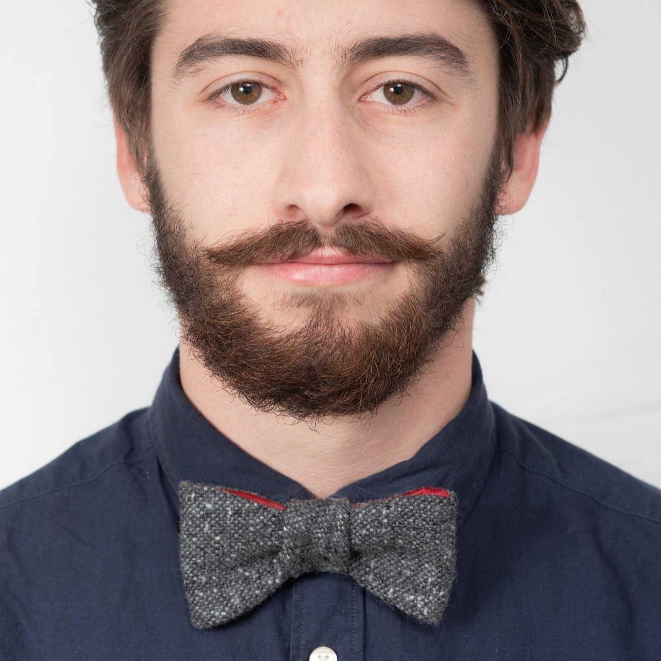 Handmade Donegal Tweed Bow Tie - Charcoal - Tweed