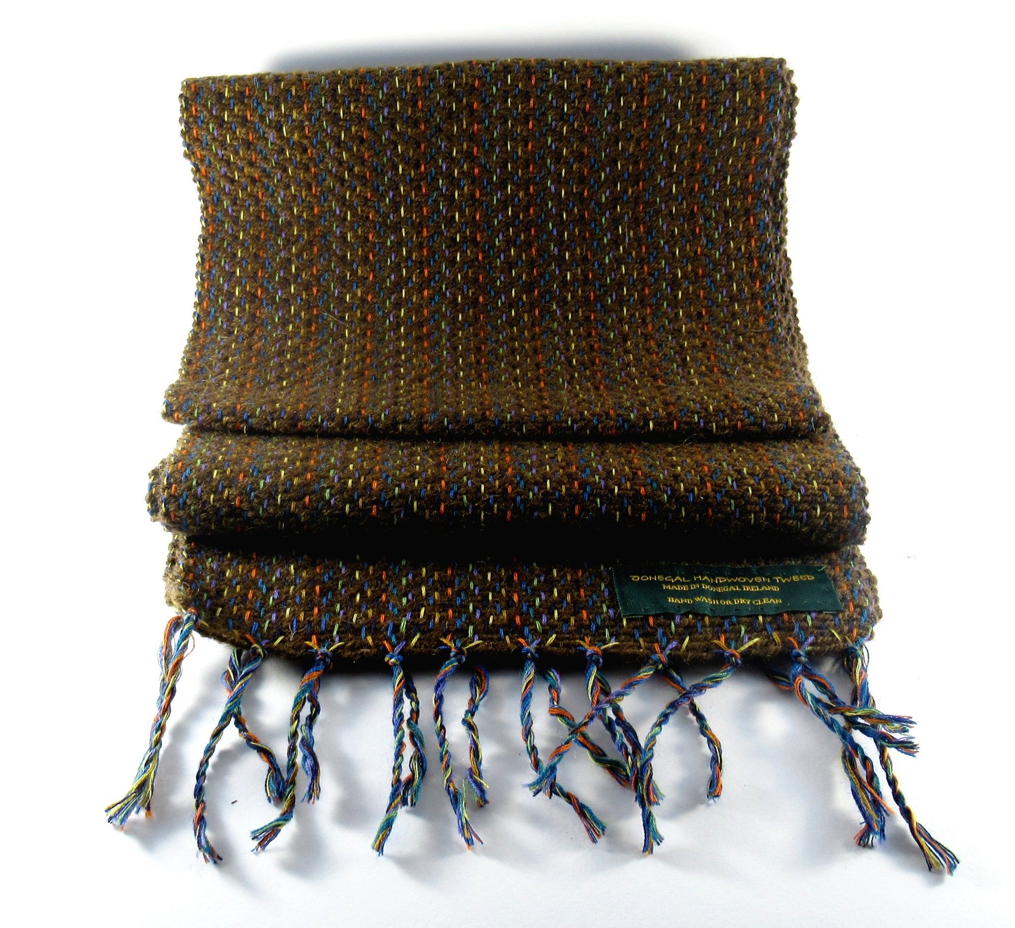 Handwoven Donegal Tweed Scarf - Brown - Tweed