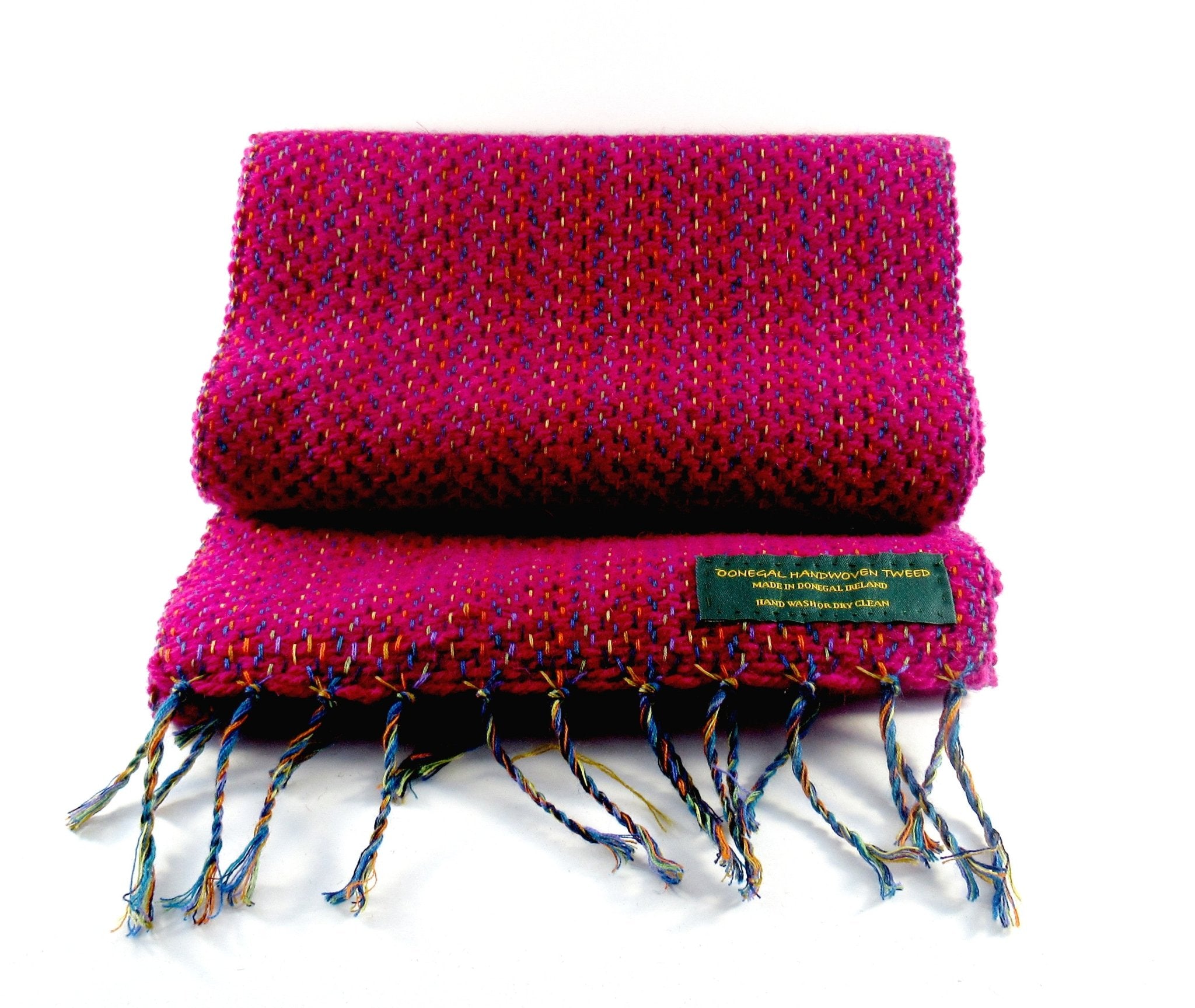 Handwoven Donegal Tweed Scarf - Pink - Tweed