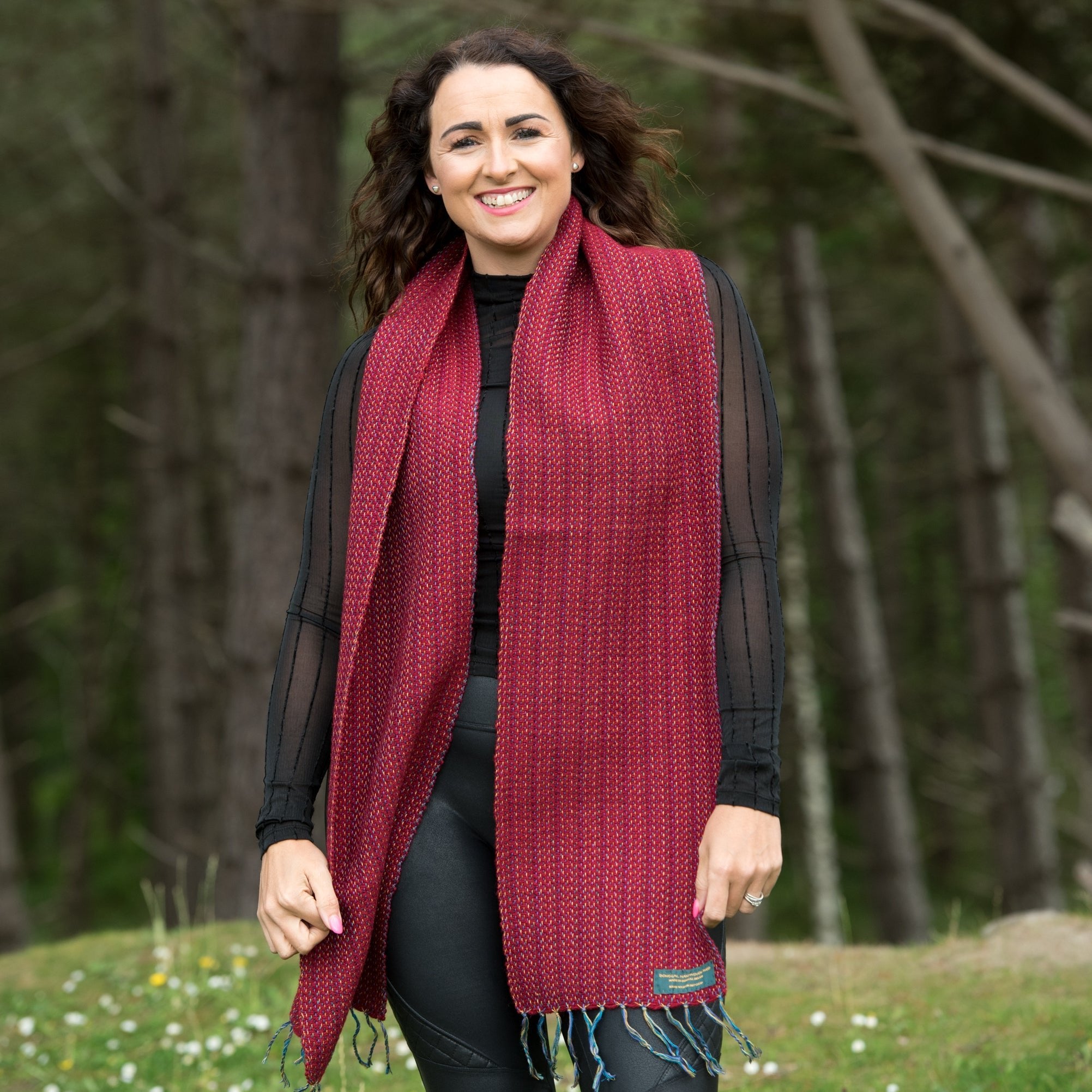 Handwoven Donegal Tweed Scarf | Red - Tweed