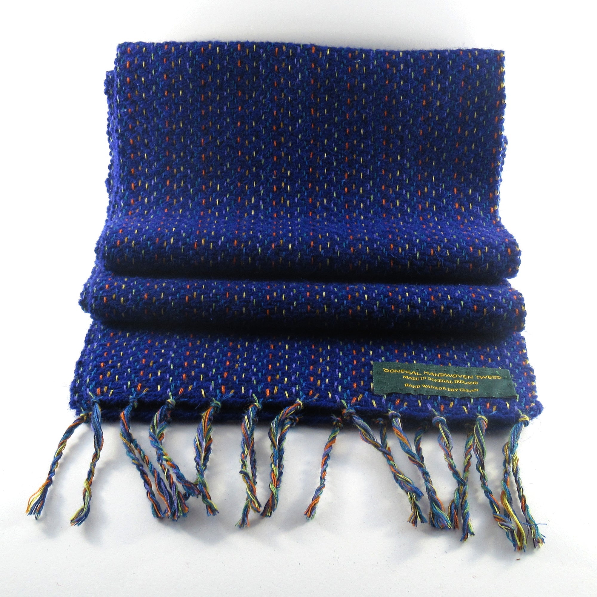 Handwoven Donegal Tweed Scarf - Royal Blue - Tweed