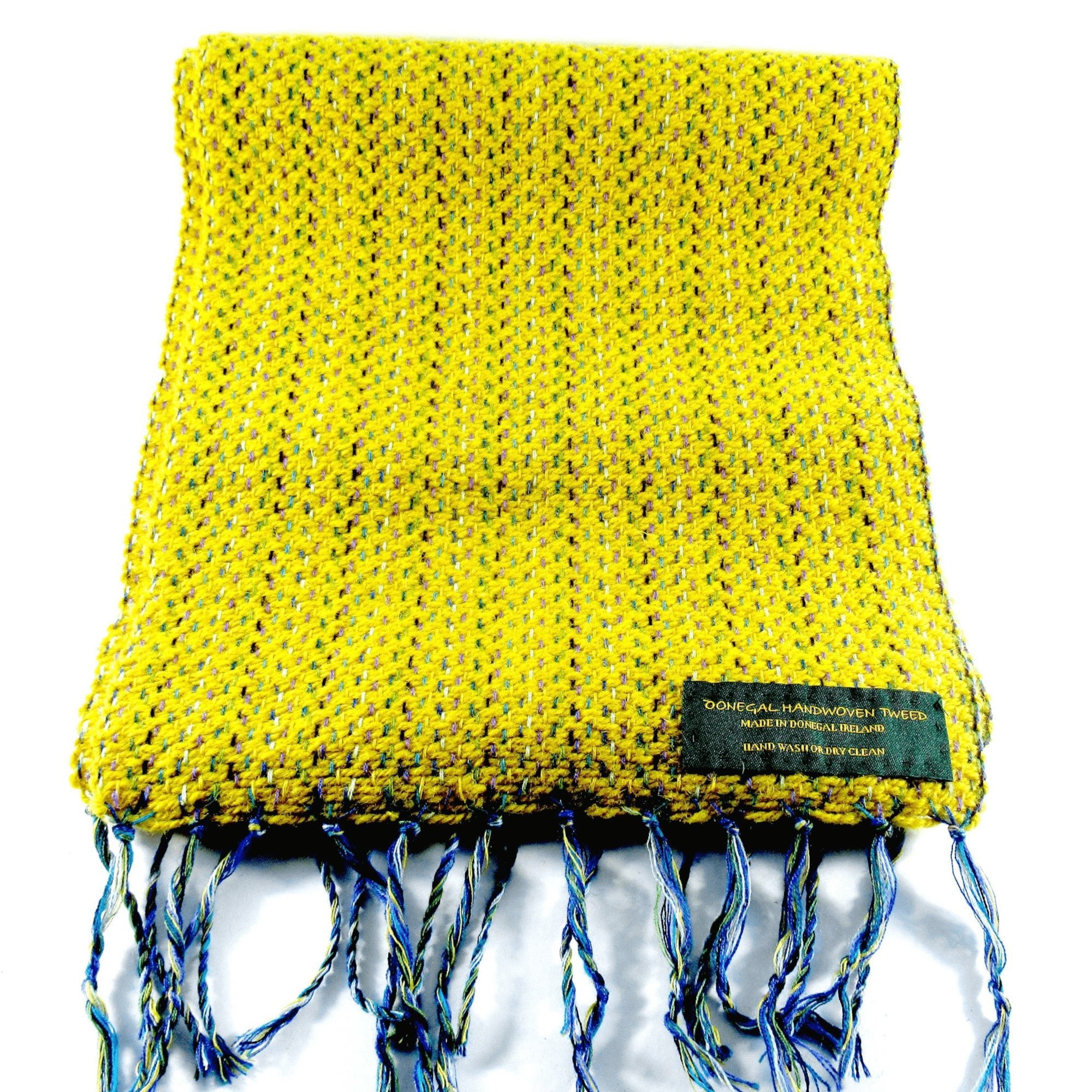 Handwoven Donegal Tweed Scarf - Yellow - Tweed