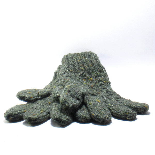Handknitted Donegal Gloves | Green