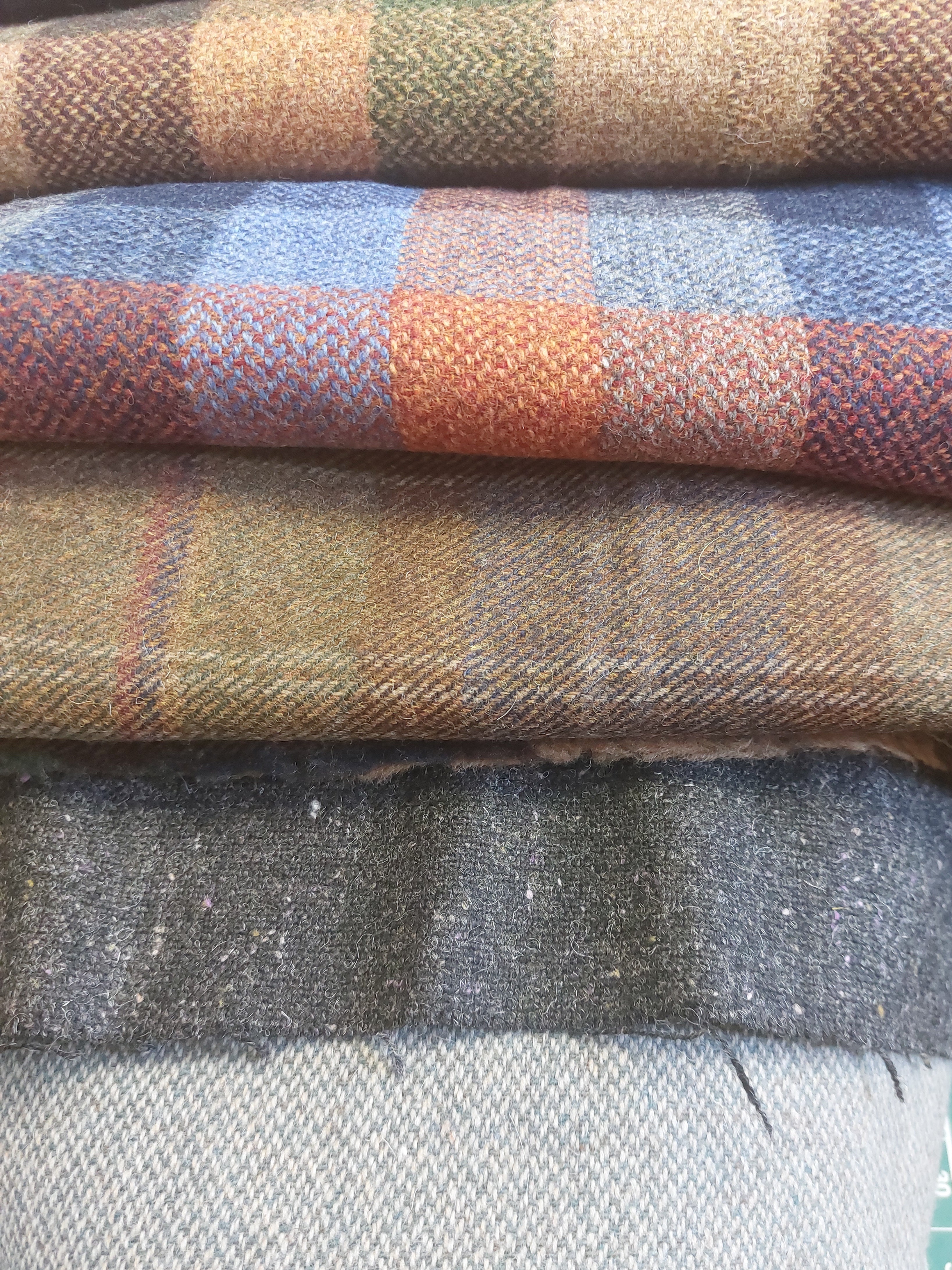 Donegal tweed fabric remnants in assorted colours and patterns