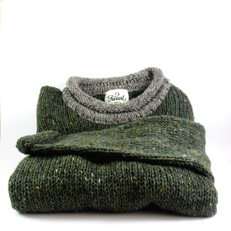 fisherman-sweater, donegal-wool, roll-neck-sweater, donegal-yarn, hand-loomed, roll-neck, tweed.ie